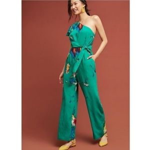 Anthropolgie One Shoulder Floral Jumpsuit